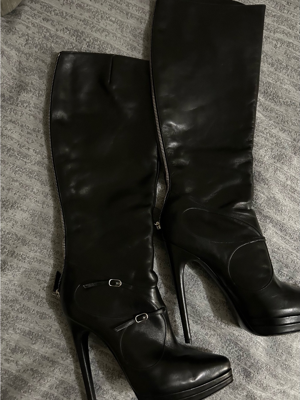 Casadei Boots: Black High Heel Knee Boots - Stiletto Made in Italy